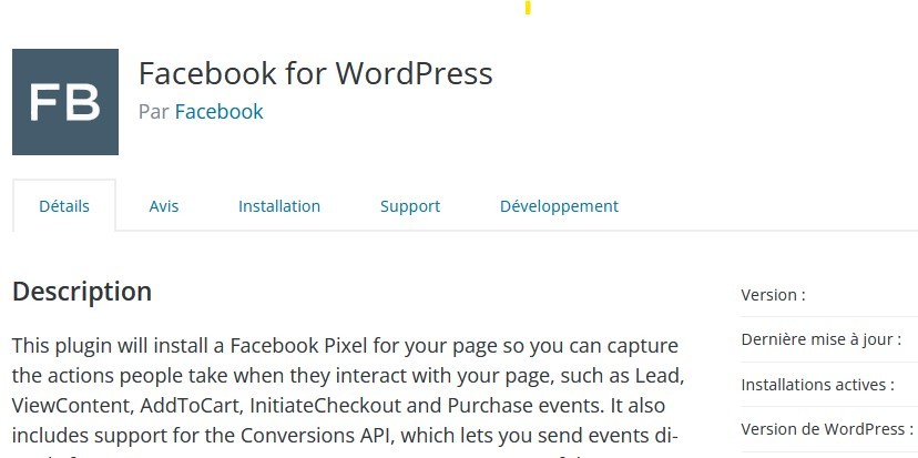 Module WordPress officiel de Facebook