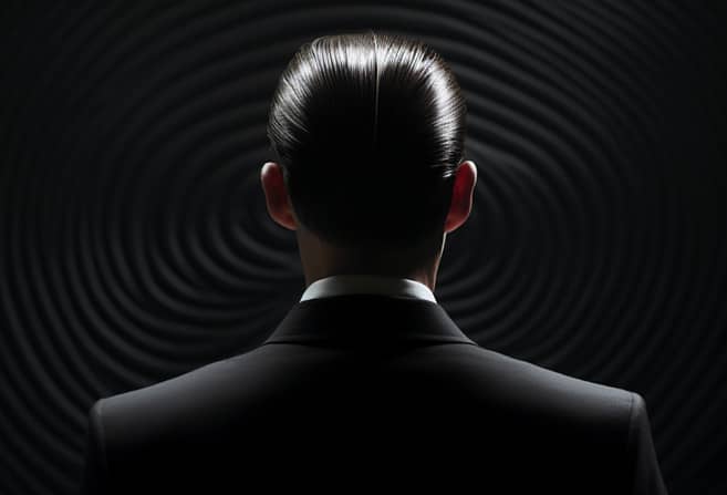 Un homme en costume avec les cheveux plaqués